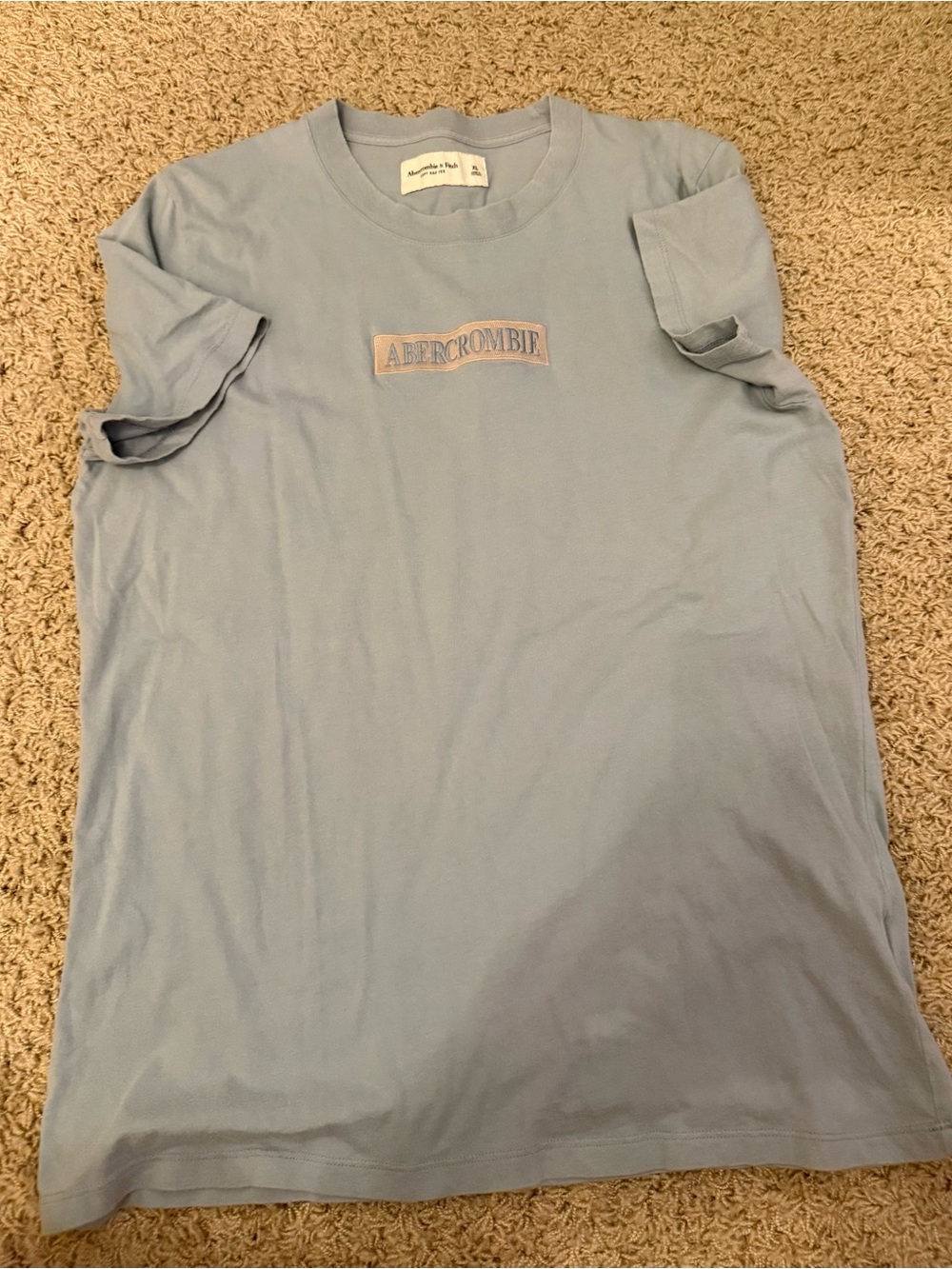 Abercrombie Blue Tee with Cream Patch Logo